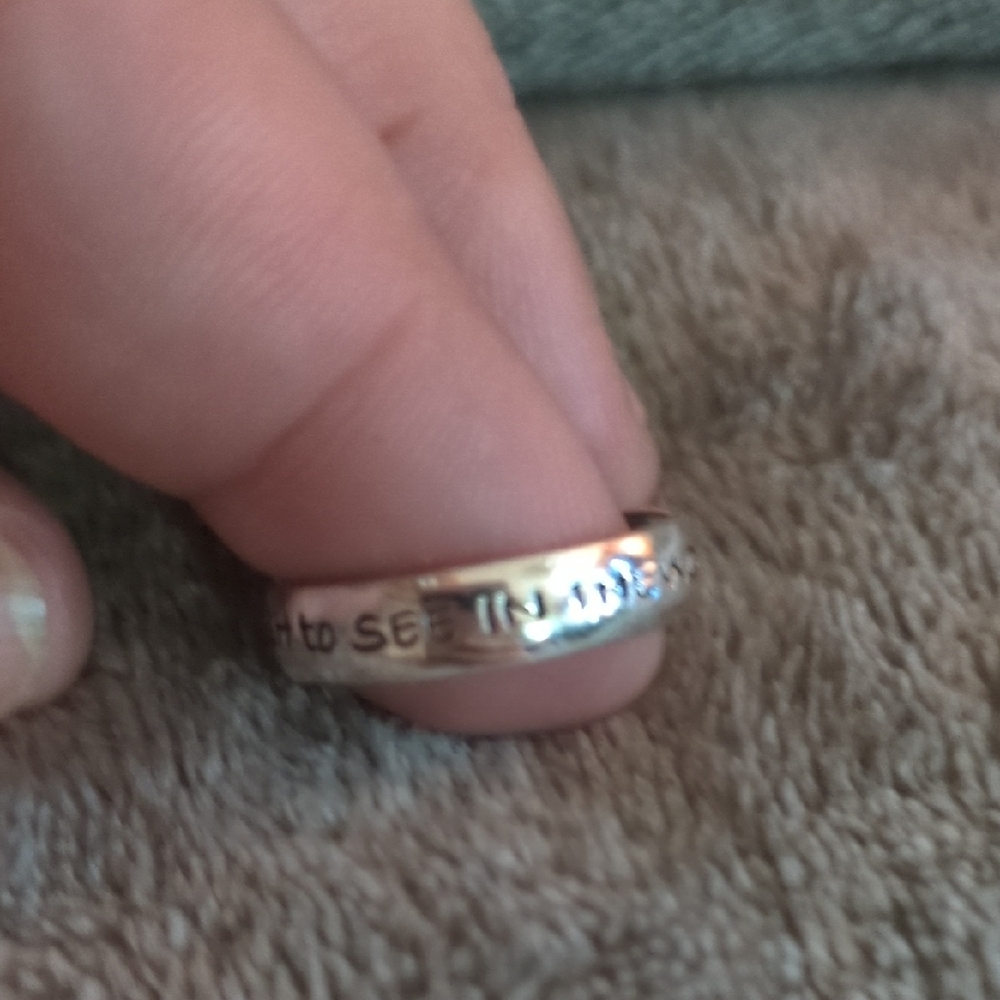 Vtg Sterling Silver Inspirational Gandhi Engraved Ring